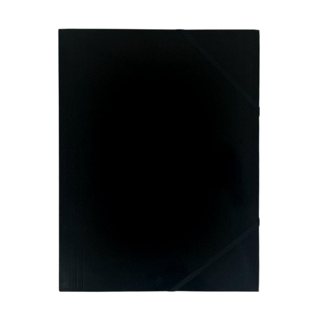 Janrax A4 Black Laminated Card 3 Flap Folder with Elastic Closure