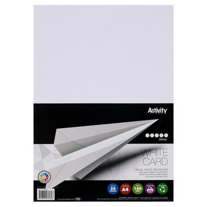 Pack of 50 Sheets A4 White 160gsm Card by Premier Activity