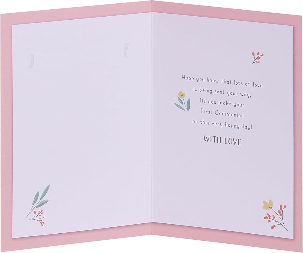 Pink Multicaption Design Communion Congratulations Card