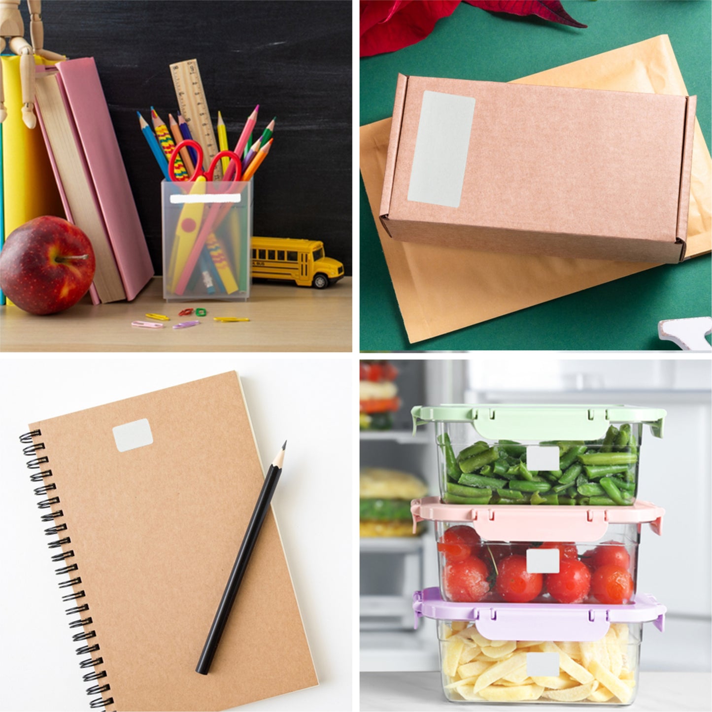 Pack of 21 White 34x75mm Rectangular Labels - Adhesive Stickers