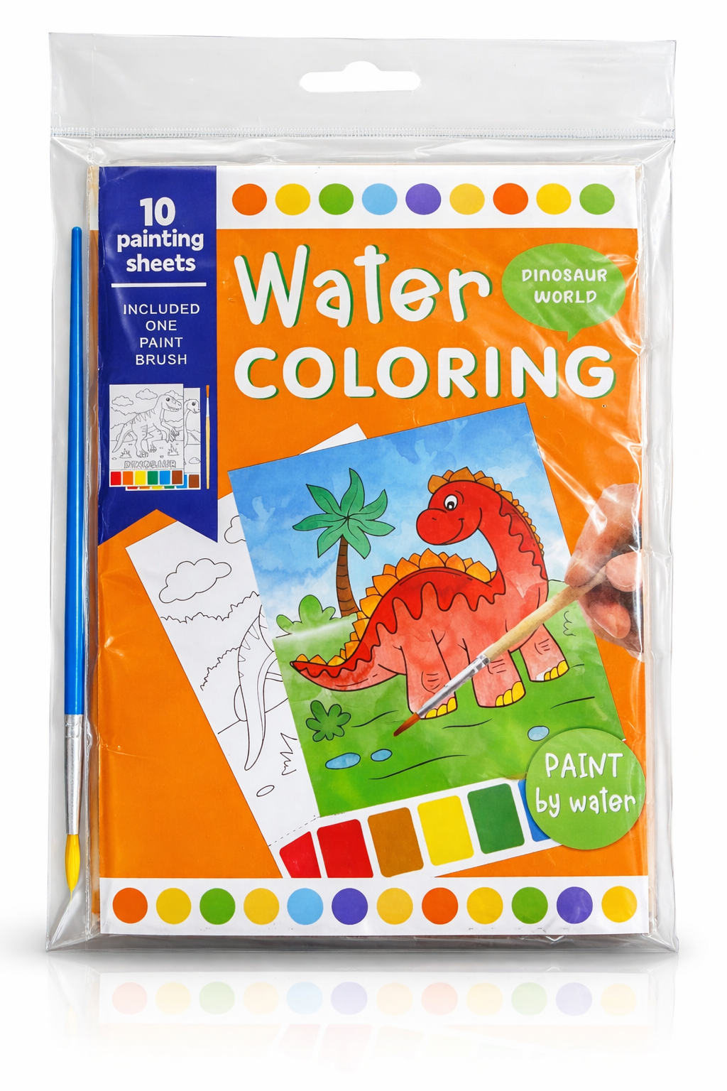 Dinosaur Water Colouring Set (21cm x 15cm) - A5 Size 10 Painting Sheets Paint Brush Included
