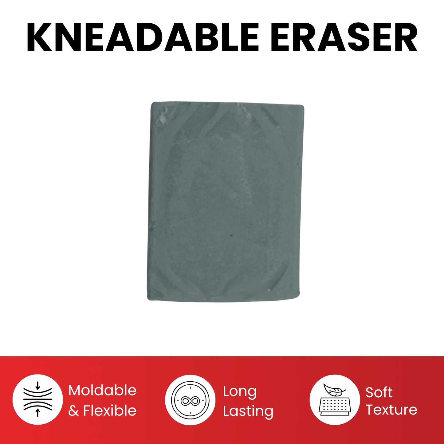 Pack of 12 Kneadable Erasers 45 x 35 x 10mm – Reusable Mouldable Rubber for Artists and Sketching