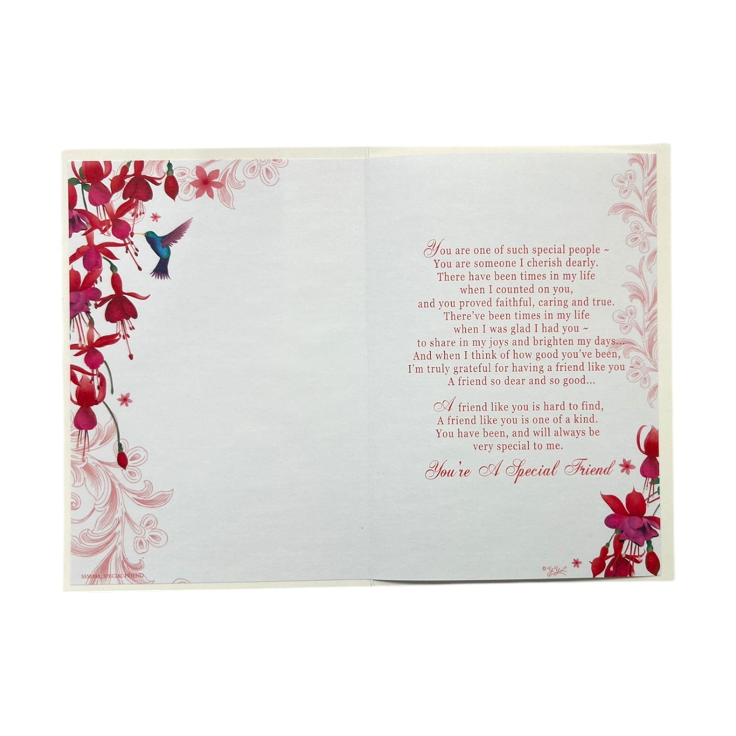 Special Friend Bird And Red Flower Design Greeting Card