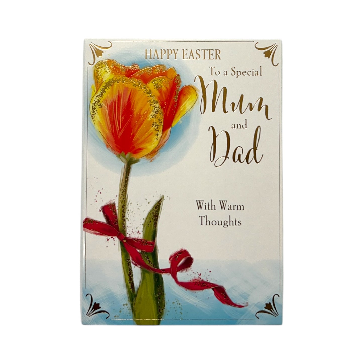To Mum And Dad Beautiful Orange Tulip Flower Design Easter Card