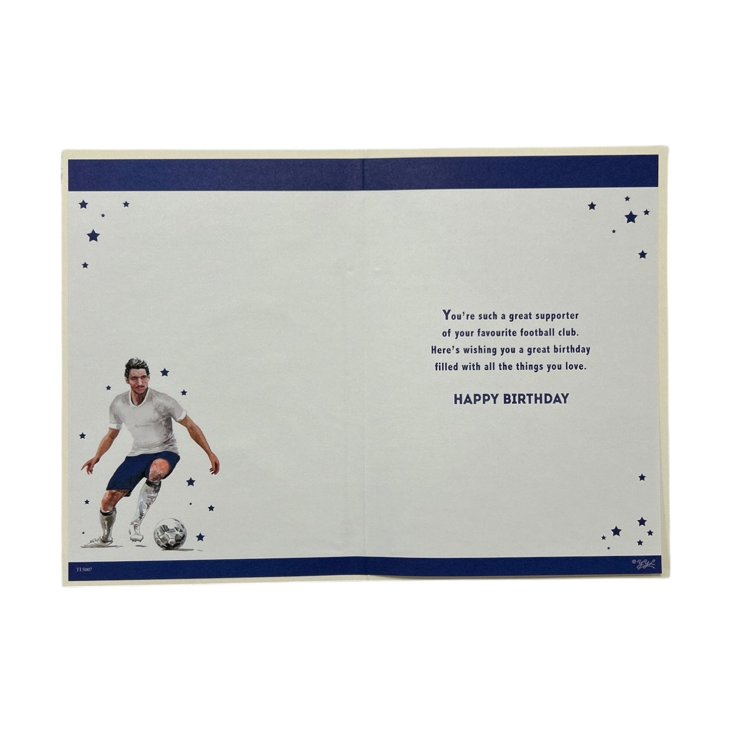 A Man In White and Blue Soccer Uniform Customized Male Birthday Card