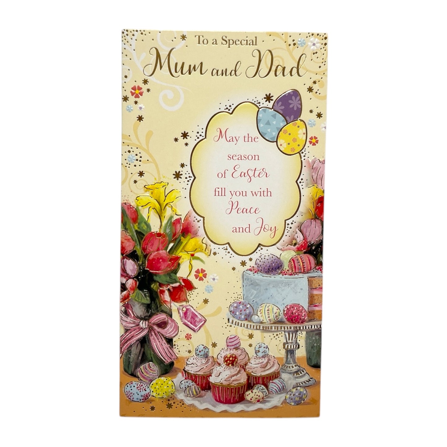To Special Mum And Dad Cupcake and Eggs Design Easter Card
