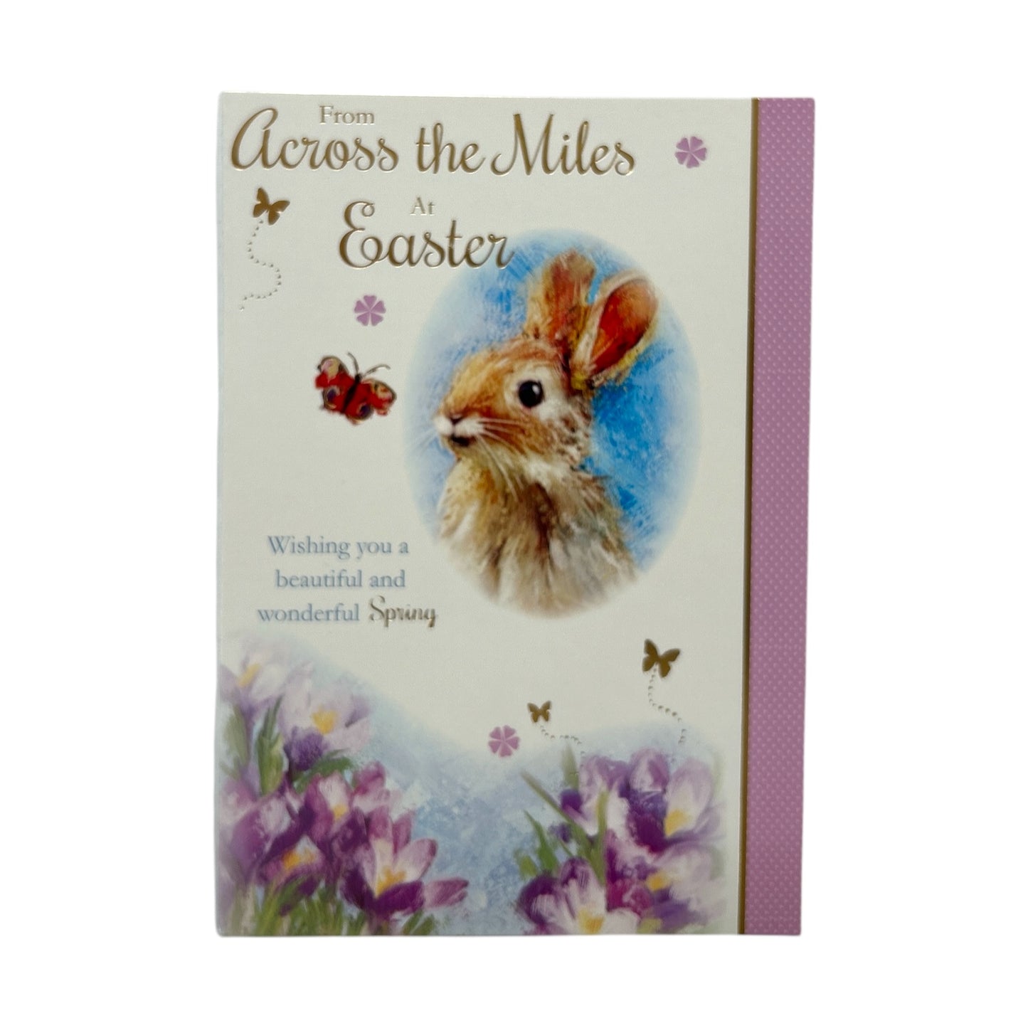 Across The Miles Cute Rabbit Floral Design Easter Card
