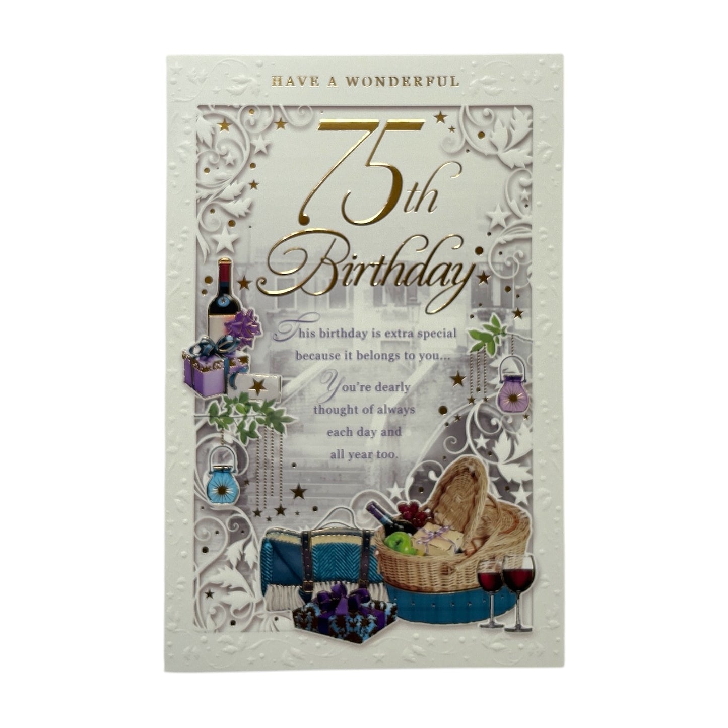 Have a Wonderful 75th Birthday Open Male Opacity Card