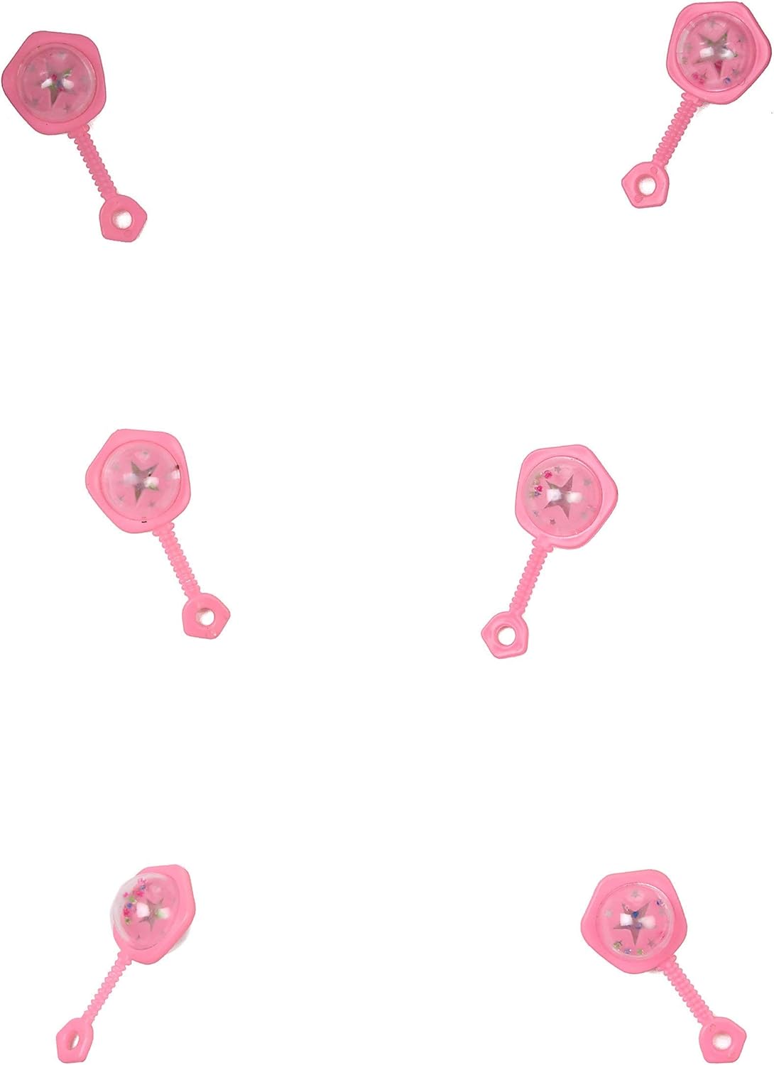 Pack of 6 2.5" Pink Baby Rattles For Baby Shower Favors