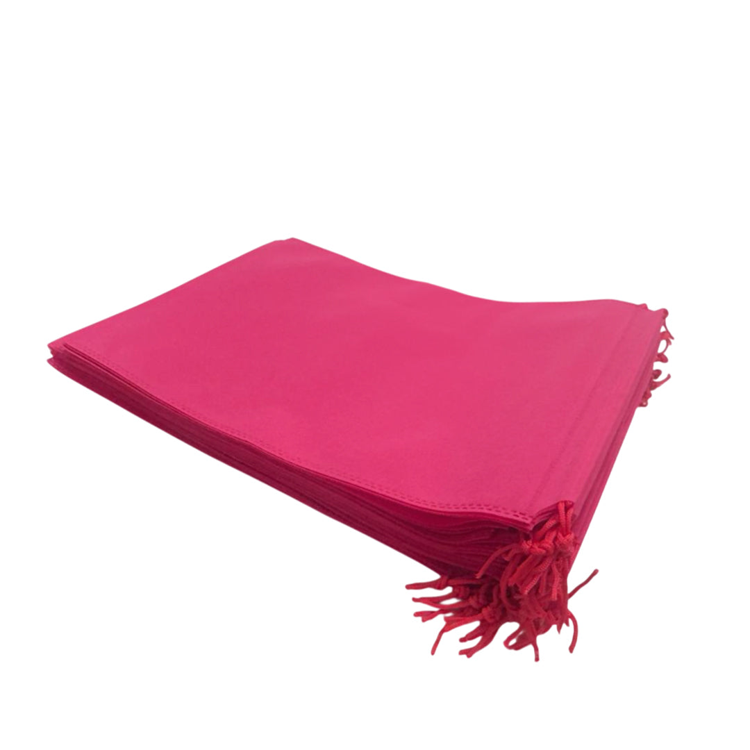 Pack of 25 Pink Coloured 32x22cm Non-Woven Drawstring Bags