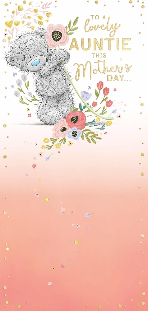 Bear With Flower in Paws Lovely Auntie Mother's Day Card