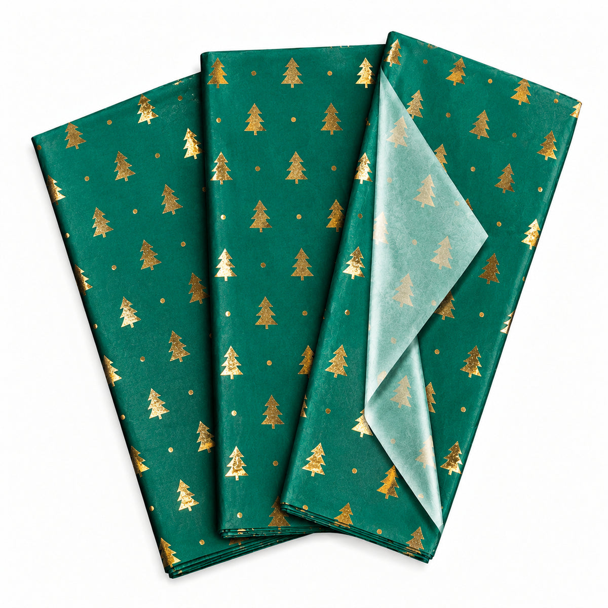 Pack of 5 Christmas Tree Dots Design 50 x 70 cm Luxury Gold Foil Tissue Sheets
