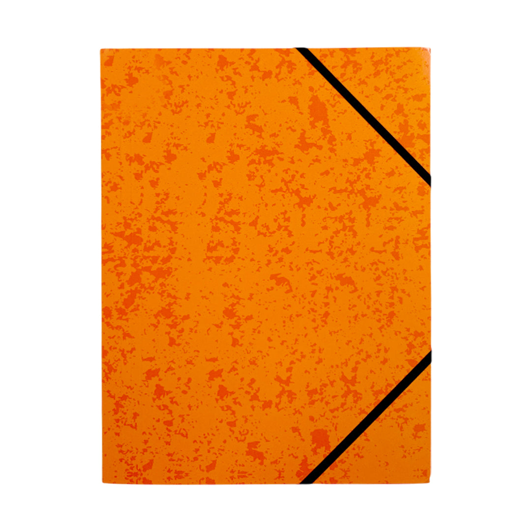 Pack of 12 A4 Orange Card 3 Flap Folders With Elastic Closure