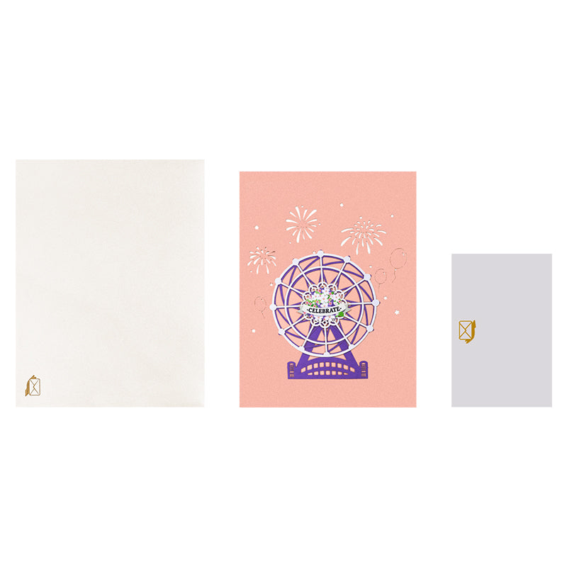 Flower Ferris Wheel Design Celebrate 3D Pop Up Greeting Card
