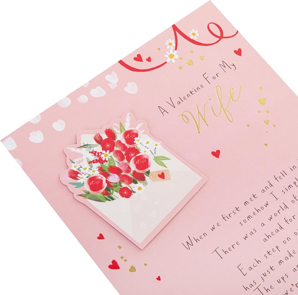 Flowers & Envelope Design Wife Valentine's Day Card