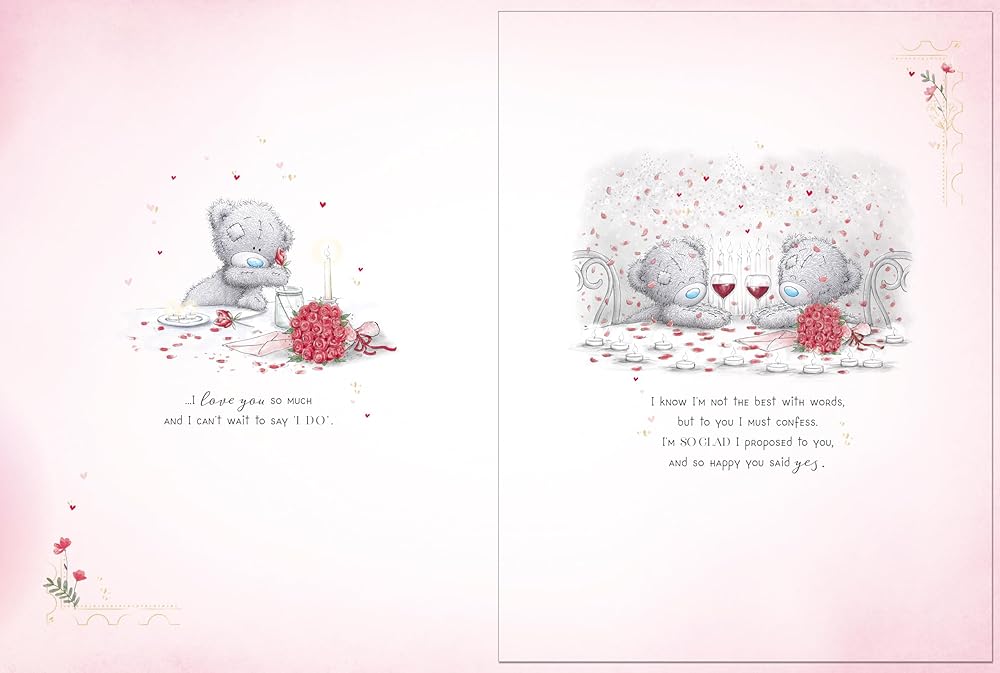 Bears Sat At Table Beautiful Fiancée Luxury Boxed Handmade Valentine's Day Card