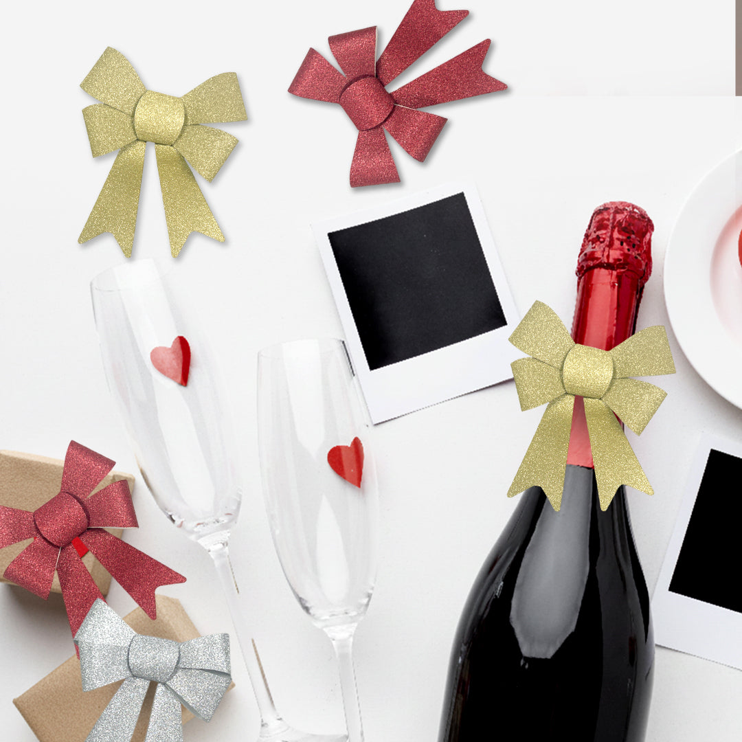 Pack of 9 Christmas Red, Gold, Silver Present Gift Bows