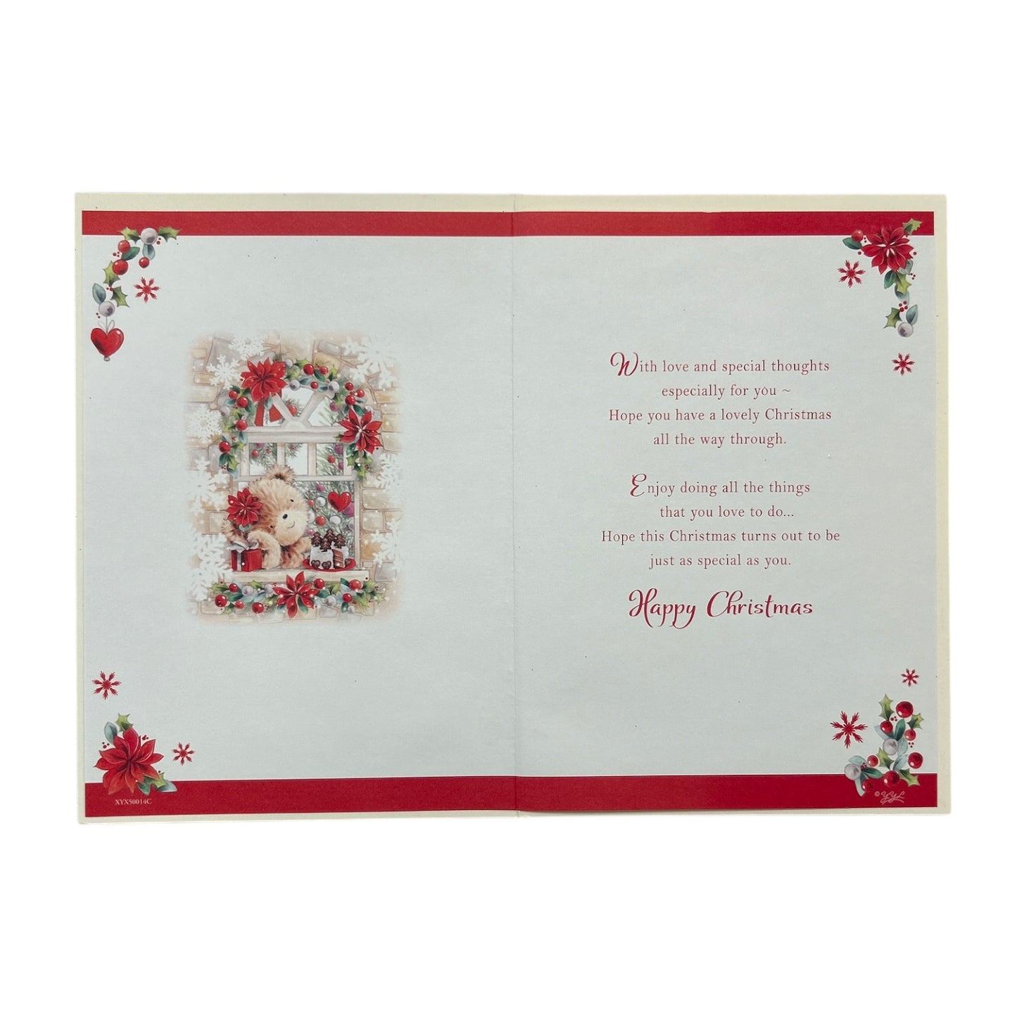 To The One I Love Bear At Window Design Christmas Card