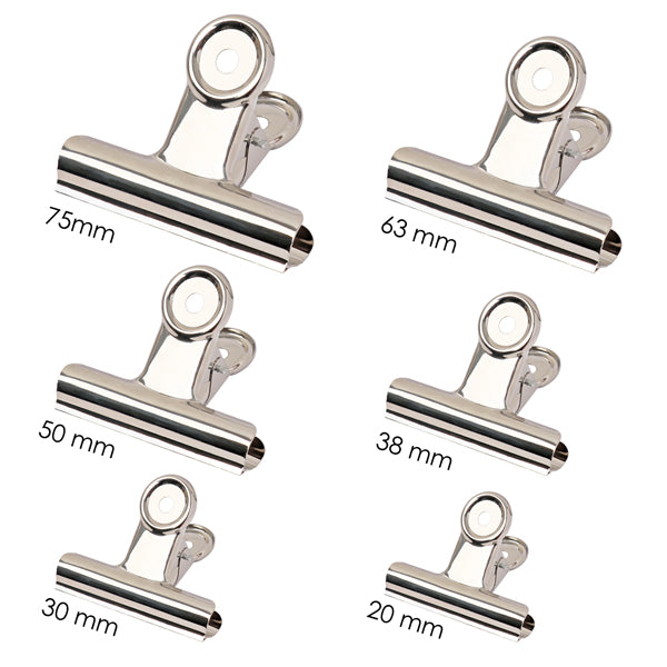 Pack of 12 Metal 63mm Spring Binding Grip Clips