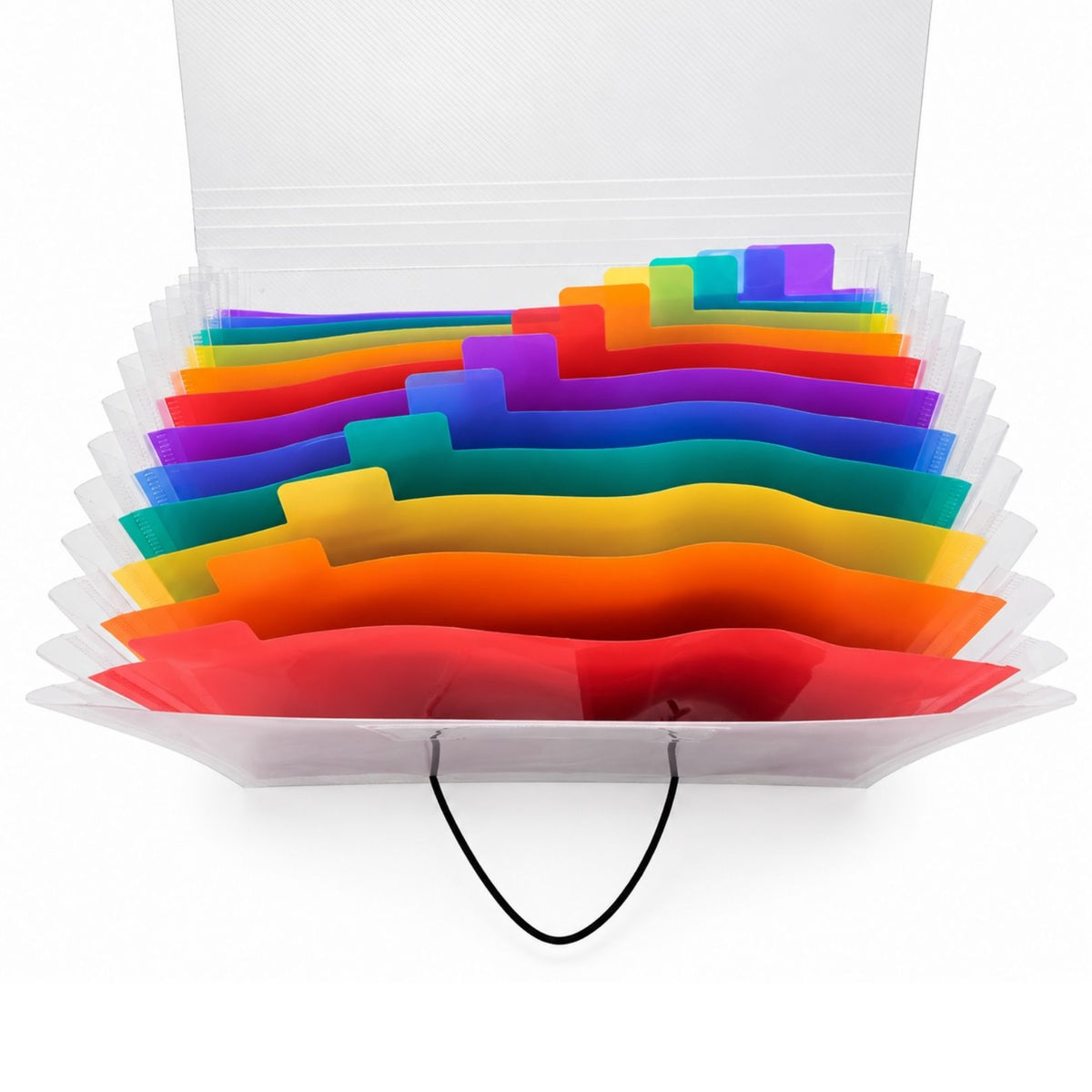 Pack of 6 A5 13 Part Rainbow Coloured Tabs Expanding Files With Elastic Closure