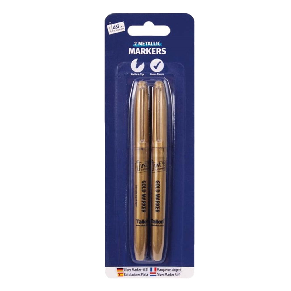 Pack of 2 Bullet Tip Metallic Gold Markers Pens