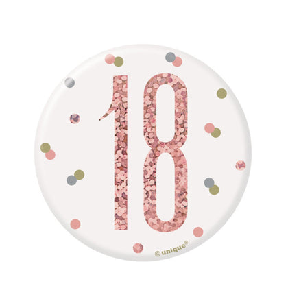 Birthday Rose Gold Glitz Number 18 Badge