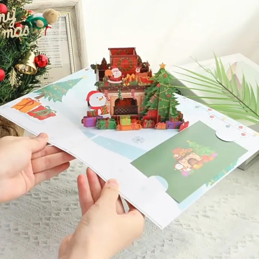 Jolly Santa & Fireplace Wonderland 3D Pop Up Christmas Card
