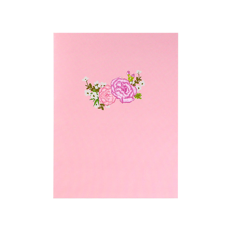 Bouquet of Pink Carnation 3D Pop Up Greeting Card - Mother's Day Anniversary Birthday