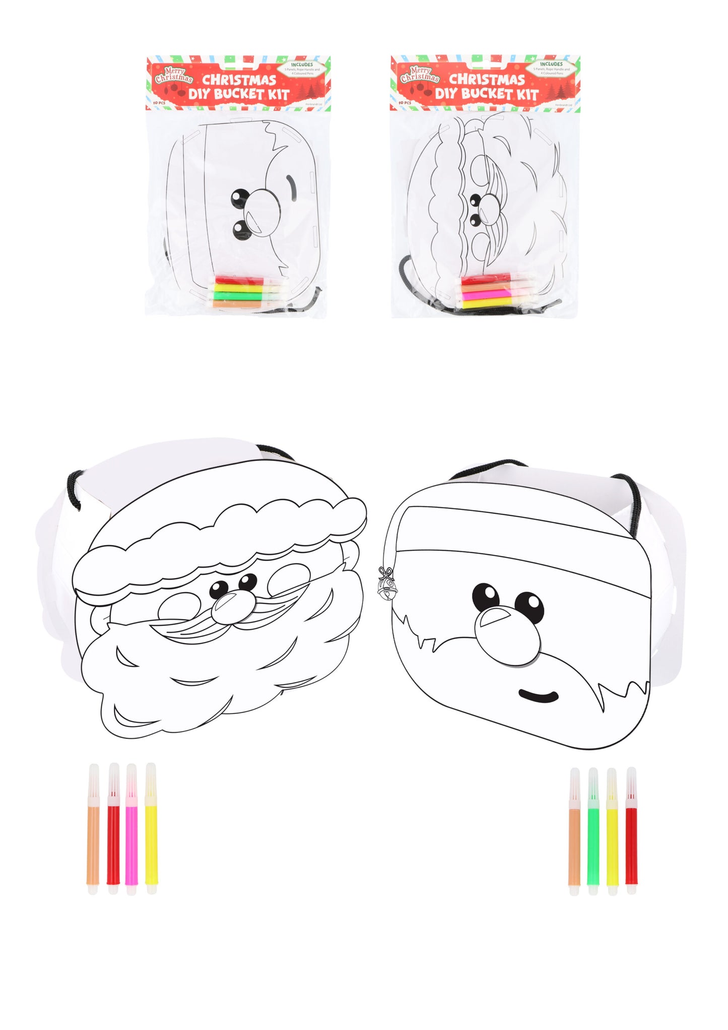 Christmas DIY Bucket Kit with 4 Colouring Pens