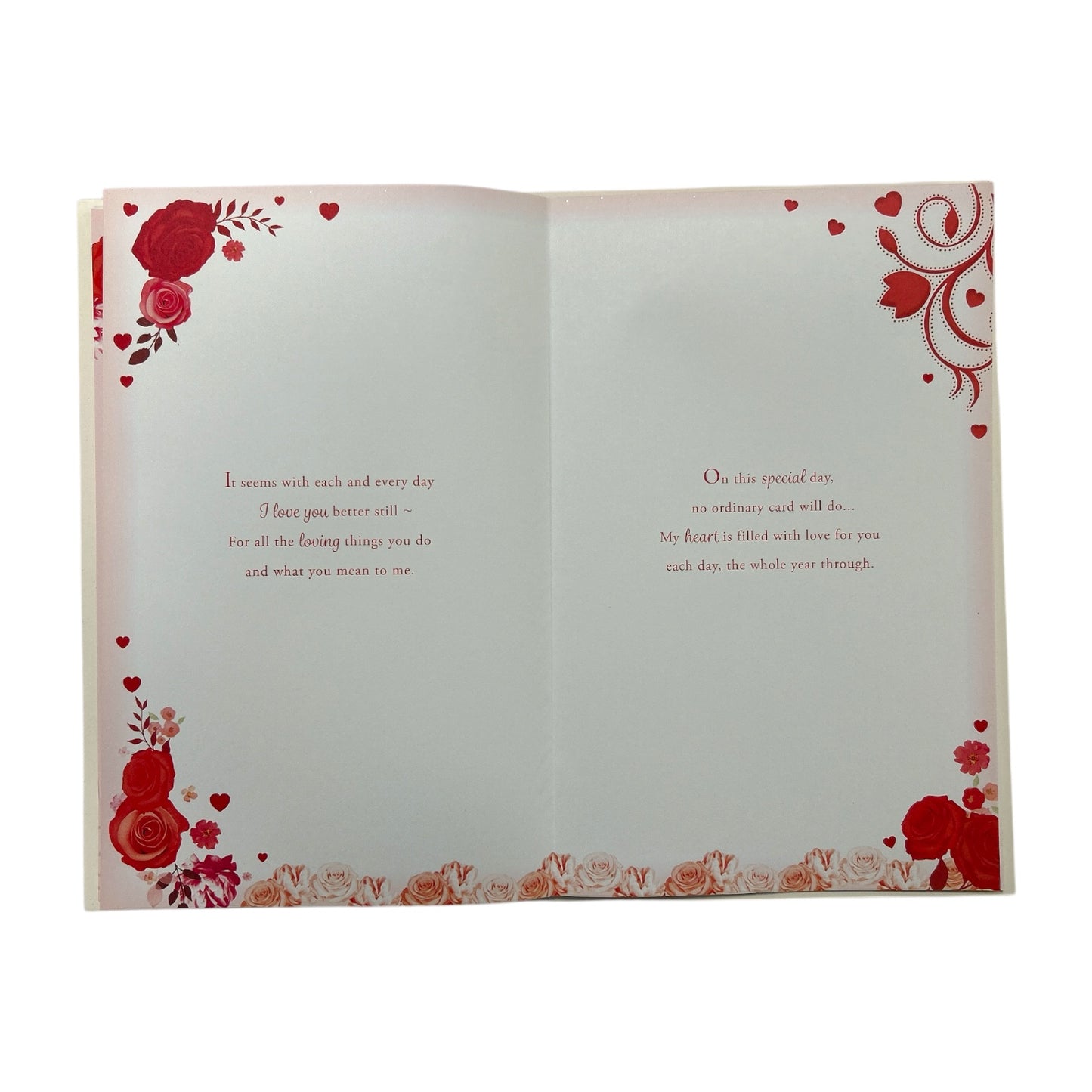 To My Wife Hearts and Champagne Glass 8 Page Insert Valentine's Day Card