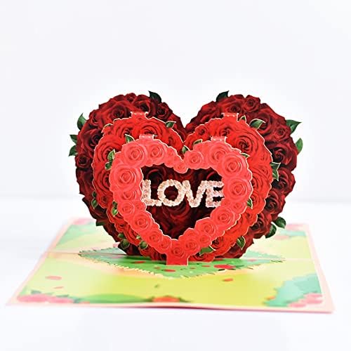 Triple Rose Heart "LOVE" 3D Pop Up Greeting Card