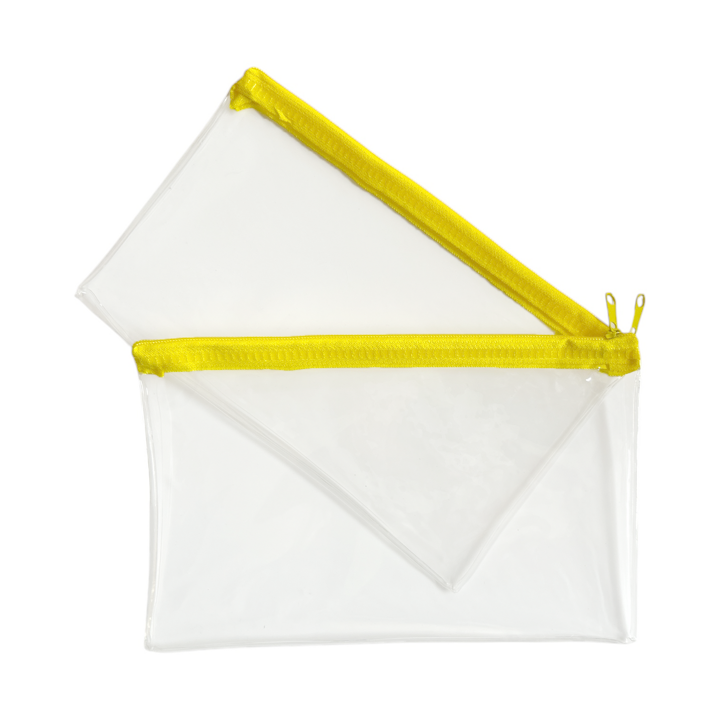 Pack of 2 Janrax 8x5" Yellow Zip Clear Exam Pencil Cases