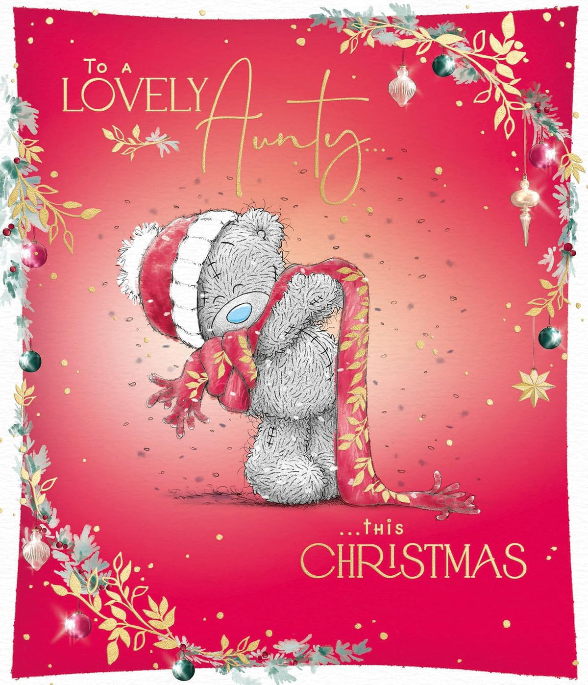 Bear Wearing Scarf Aunty Christmas Card