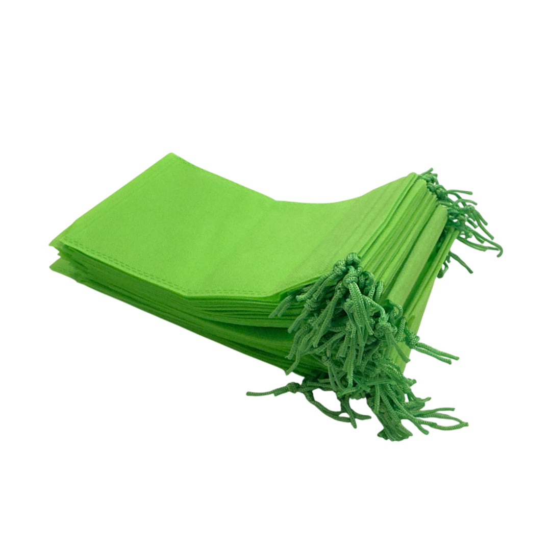 Pack of 25 Light Green Coloured 25x16cm Non-Woven Drawstring Bags
