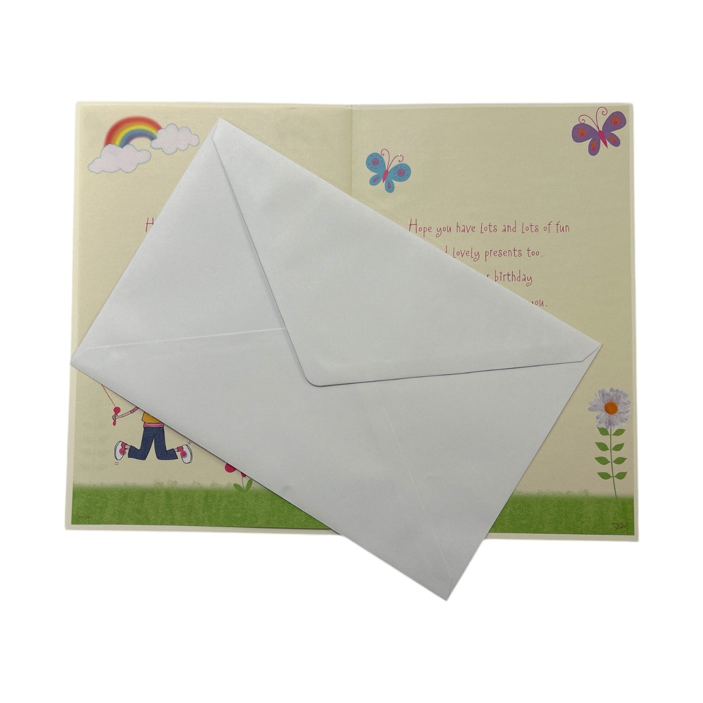 Age 05 Girl Skipping Juvenile Birthday Card With Badge