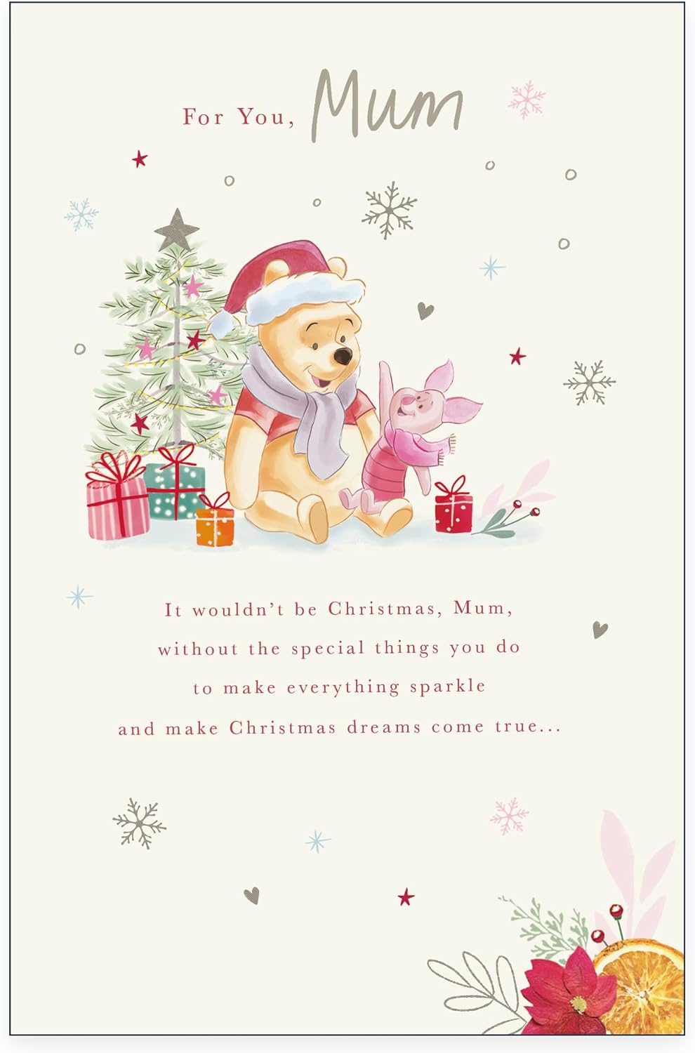 Pooh and Piglet Xmas Tree Design Mum Christmas Card