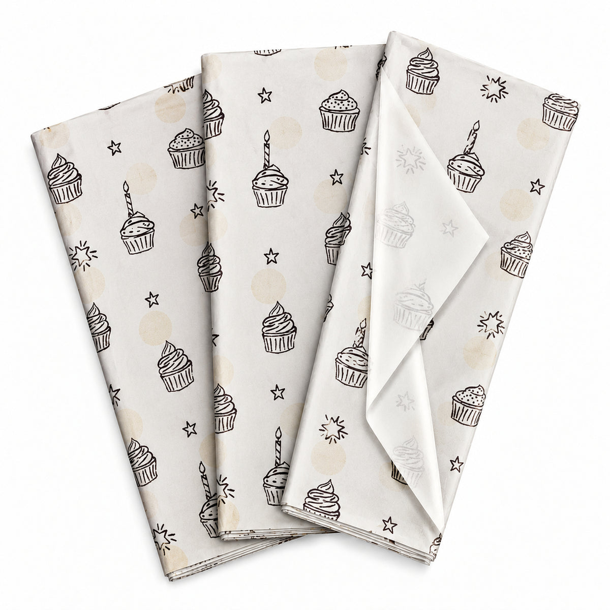 Pack of 5 Sweet Celebration Design 50 x 70 cm Luxury Silver Foil Tissue Sheets - Birthday, Cake, Celebration