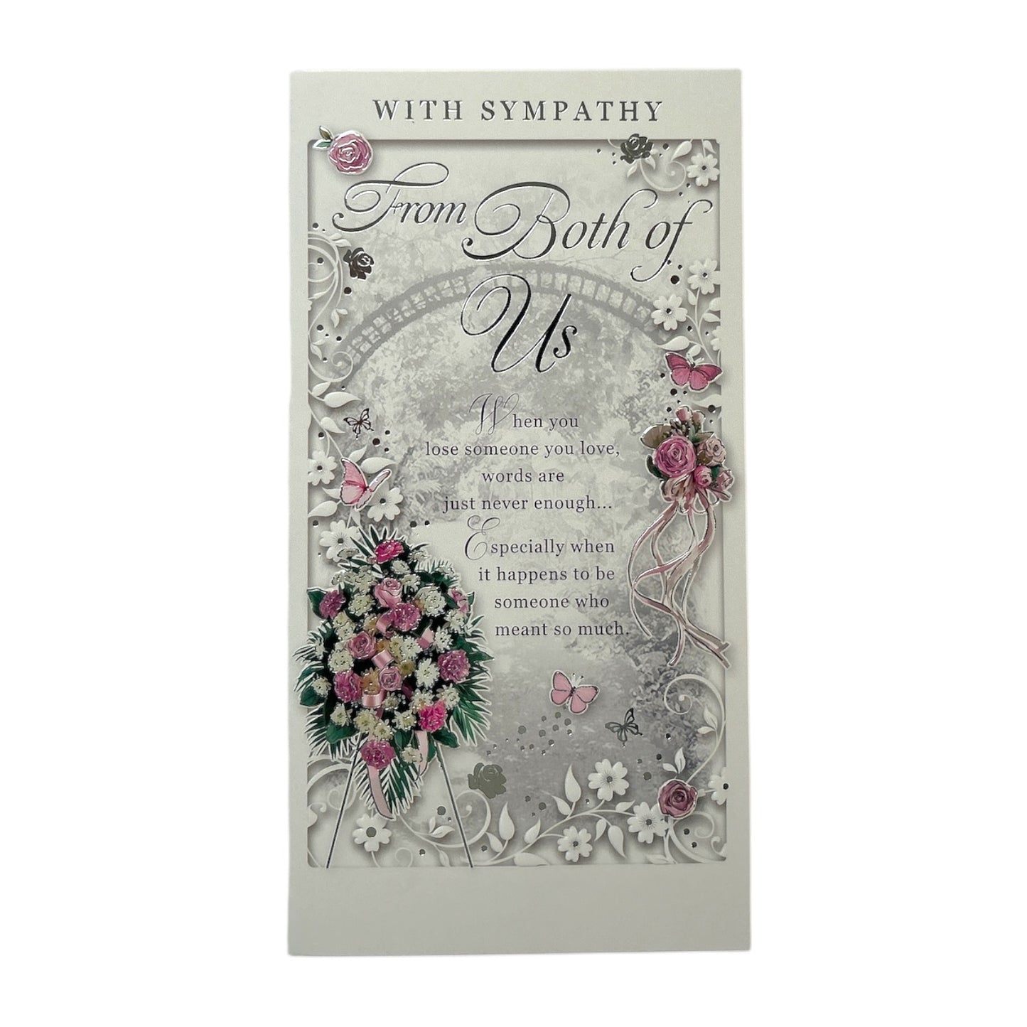 From Both of Us Embossed Flowers Design Sympathy Opacity Card