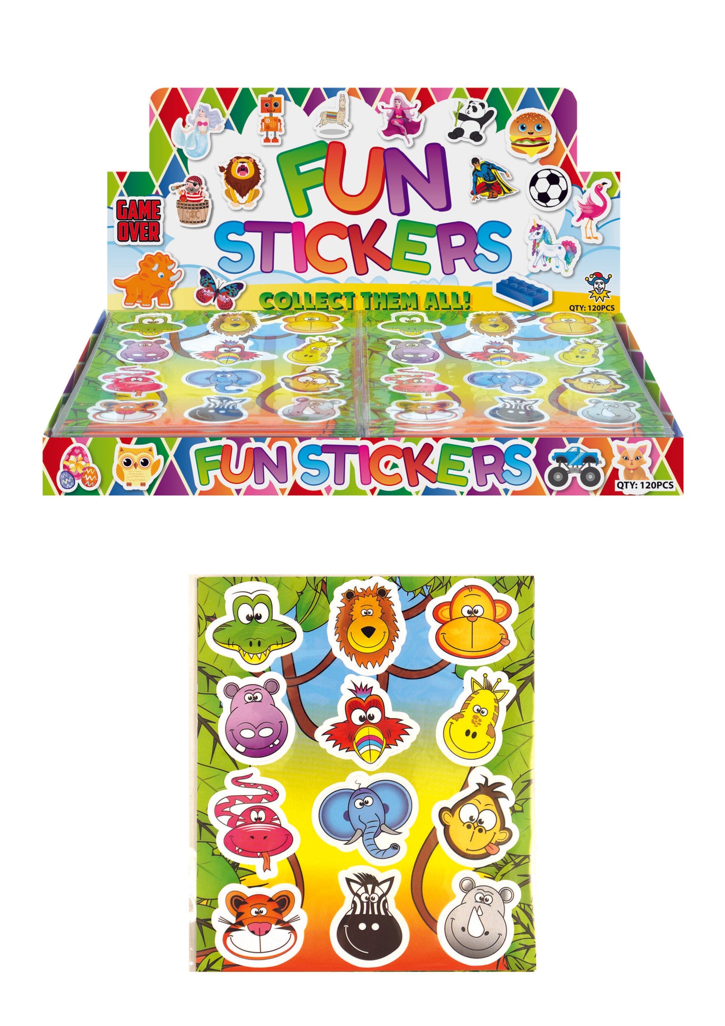 Sheet of 12 Jungle Animal Stickers