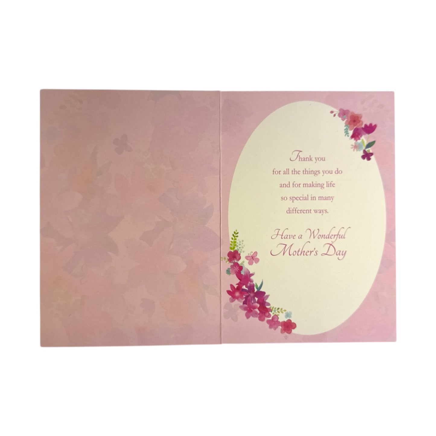 With Love To My Wife Pink Flowers Design Mother's Day Card