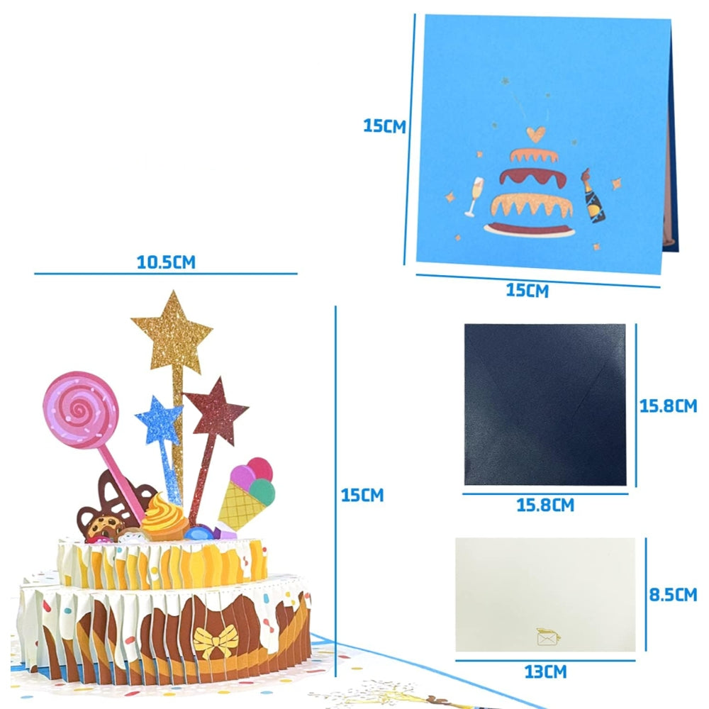 Blue Cake and Sprinkles Design 3D Pop Up Birthday Card