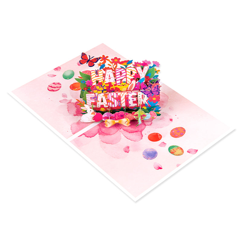Colorful Ink Stripes Happy Easter 3D Pop Up Card - Kids Family Spring Festive