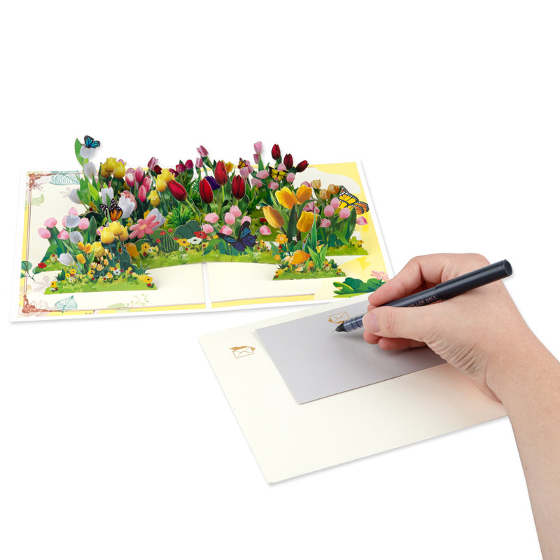 Garden of Joy Colorful Tulips 3D Pop Up Greeting Card