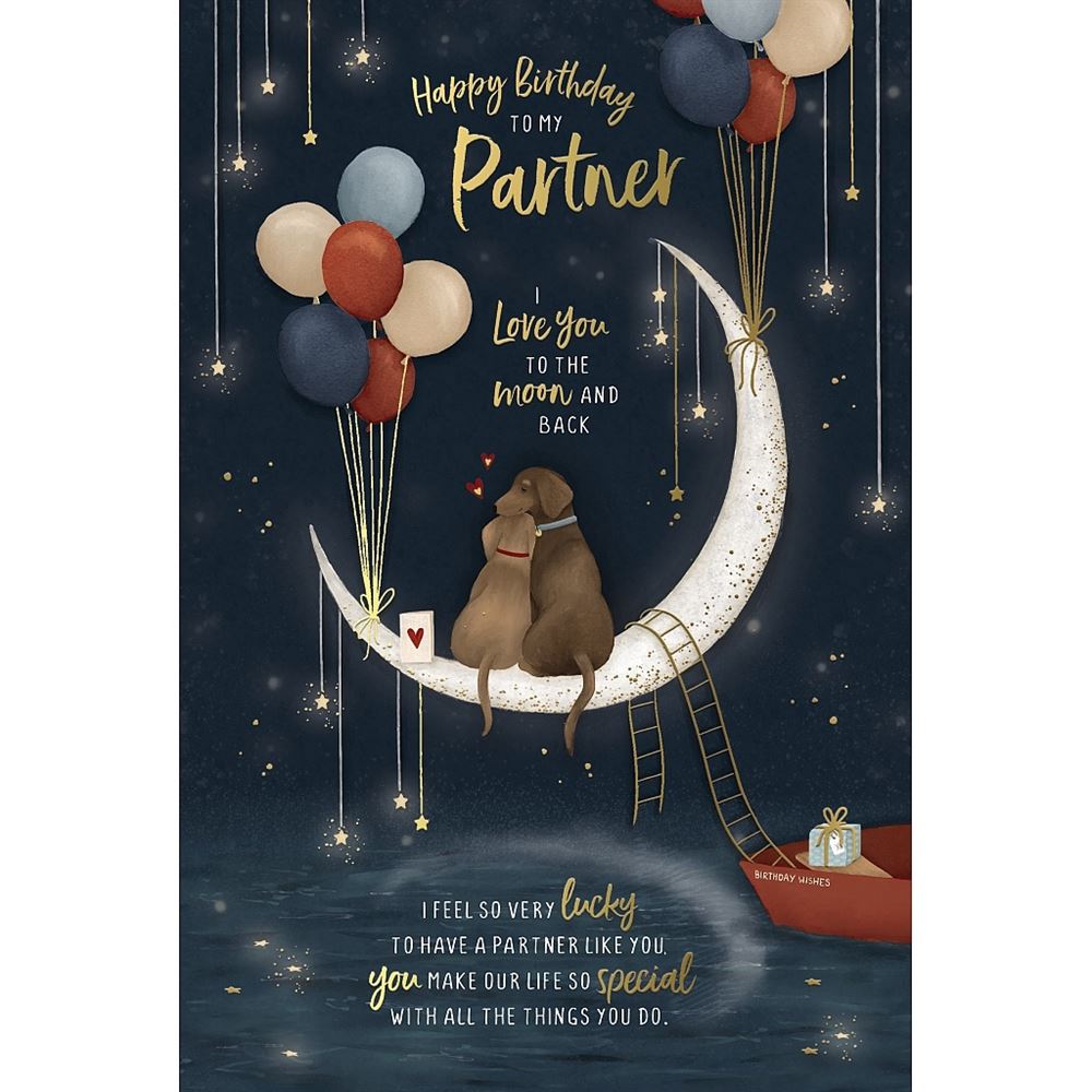 Moon and Stars Design Partner Birthday Card
