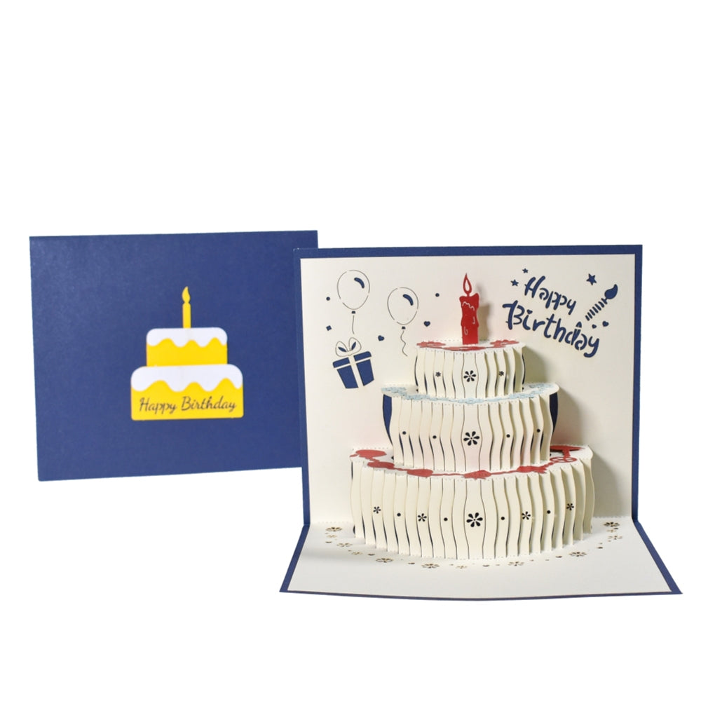 Blue Fruit Cake Design 3D Pop Up Birthday Card