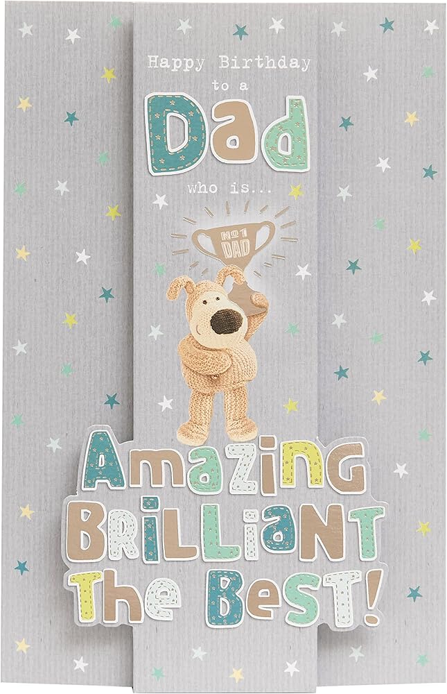 Boofle Holding Trophy Dad Birthday Card