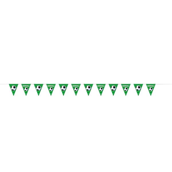 Soccer Party Pennant Banner - 12-Foot Long, 12 Plastic Flags, Sports Birthday Decoration
