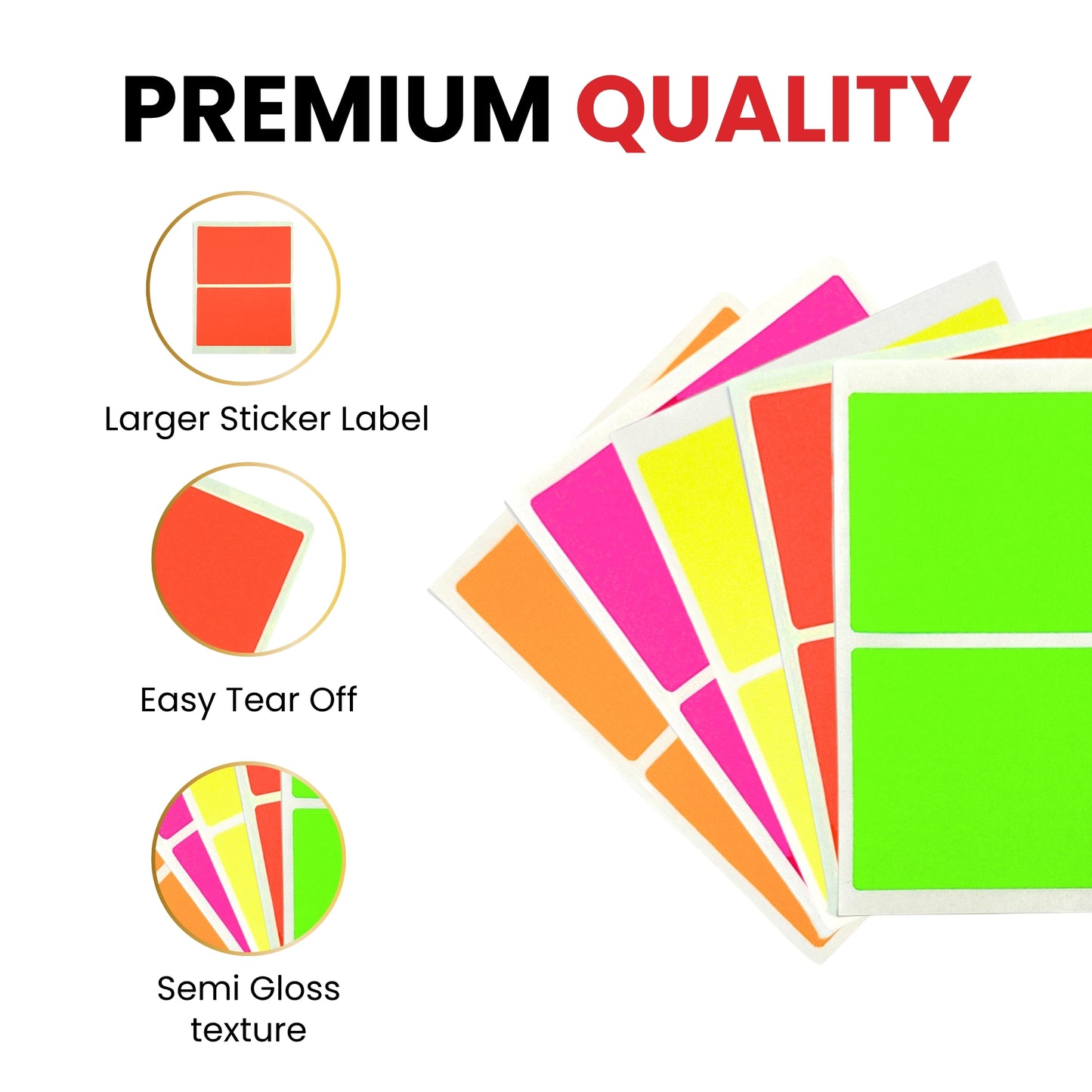 Pack of 80 Fluorescent Yellow 50x80mm Rectangular Labels
