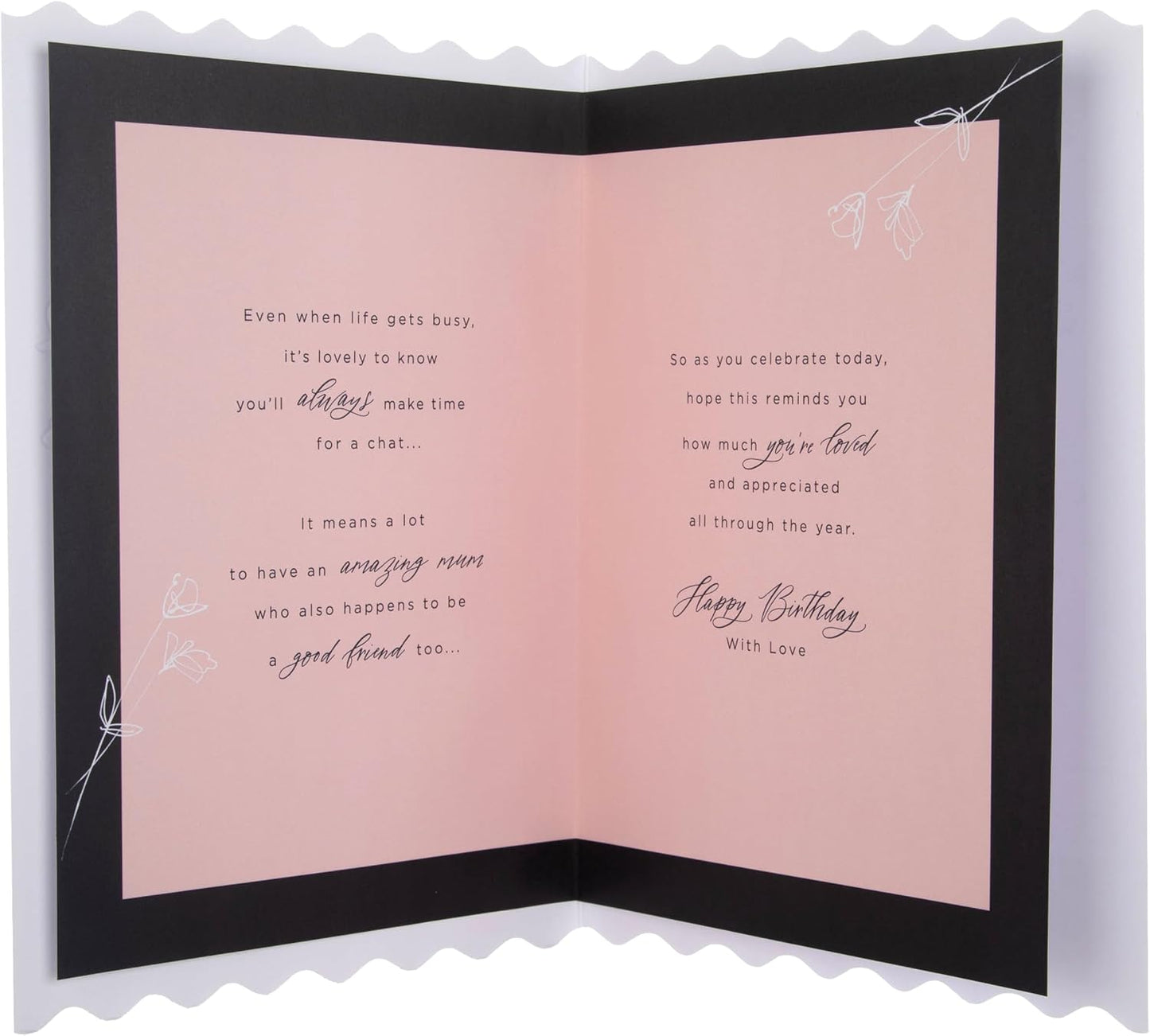 Gold Heart & Pink Flowers Design Mum Birthday Card