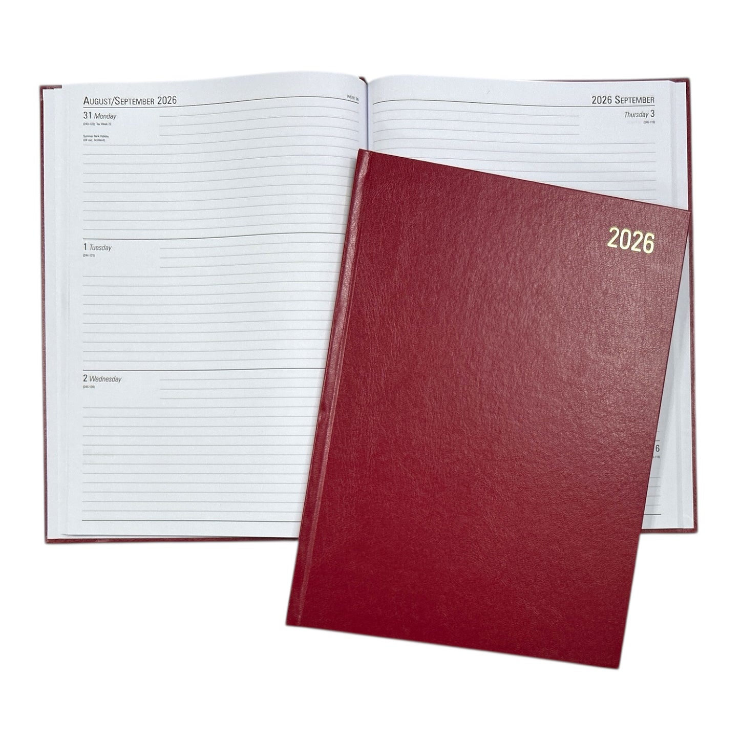 Janrax 2026 A4 Week To View Burgundy Desk Diary